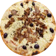 Tradicionais: Champignon - Pizza Grande (Ingredientes: Champignon fatiado, Bacon, Mussarela)