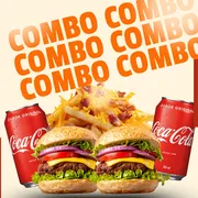 COMBO BURGUER ARTESANAL: COMBO MAURICINHO A2 - 2 LANCHES (Ingredientes: 02 SAMASH, 02 REFRI LATA 350ML (aleatório), 400GR DE BATATA, CHEDDAR CREMOSO, CALABRESA EM CUBOS FRITA)