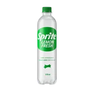 Refrigerantes 600ml: Sprite Fresh Limão Pet 510ml - Uma bebida deliciosamente refrescante com 2,5% de suco de limão, levemente gaseificada e sem açúcar.