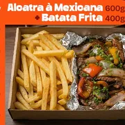 Porções Pequena 500g: Picadinho de Alcatra À Mexicana + Batata Frita - Porções (Ingredientes: Picadinho de alcatra, cebola, pimentões coloridos, Molho de Pimenta, Acompanha Batata Frita)