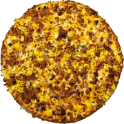 Tradicionais: Milho com Bacon - Pizza Grande (Ingredientes: Bacon, Milho Verde, Molho de Tomate, Mussarela, Orégano)