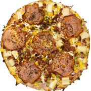 Tradicionais: Mista - Pizza Grande (Ingredientes: Calabresa, Ervilha, Lombinho, Milho, Molho de Tomate, Mussarela, Orégano, Palmito, Presunto)