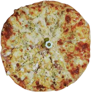 Tradicionais: Bacon - Pizza Pequena (Ingredientes: Molho,  Muçarela,  Bacon,  Requeijão,  orégano,  Milho)