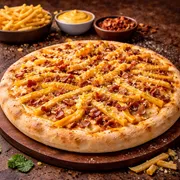 Especiais: Batata Frita Completa - Pizza Grande (Ingredientes: batata frita, Mussarela,  Bacon, Cheddar)