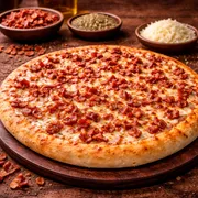 Premium: Mussarela com Bacon - Pizza Grande (Ingredientes:  Bacon, Mussarela)