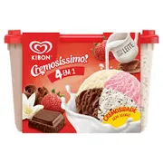 Sorvetes Kibon: SORVETE MORANGO E CHOCOLATE - O destaque é o Cremosíssimo 4 em 1 (2L), que mistura morango, chocolate, creme e flocos