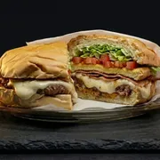 Lanches: X-Bacon - Lanches Simples (Ingredientes: Pão de Hambúrguer, Maionese, Alface, Tomate, Hambúrguer, Presunto, Queijo)