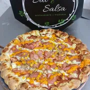 Tradicionais: 42.Regional - Pizza Grande (Ingredientes: Catupiry, Cheddar, Lombo Defumado, Milho, Molho Artesanal, Mussarela, Orégano)