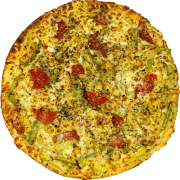 Tradicionais: Abobrinha Tomate Seco - Pizza Grande (Ingredientes: Abobrinha Refogada, Molho de Tomate, Mussarela, Orégano, Tomate Seco)