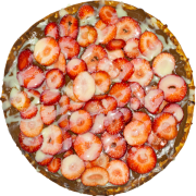 Doces: Sensação Preto + Morango - Pizza Grande (Ingredientes: Base Muçarela, Chocolate Preto, Morango)