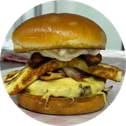 Gurgel Burger: Gurger Burger - Gurgel Burger (Ingredientes: PÃO BRIOCHE, HAMBURGER BOVINO 120G, BACON, BANANA FRITA, QUEIJO COALHO, QUEIJO MUSSARELA, MEL, MOLHO MAIONESE GRILL)