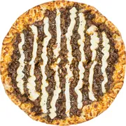 Carnes: Filé ao Barbecue - Pizza Pequena (Ingredientes: Molho, Mussarela, Filé, Molho bbq, Requeijão)
