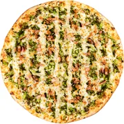 Carnes: Brócolis com Bacon - Pizza Pequena (Ingredientes: Molho, Mussarela, Brócolis, Bacon)