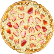 Doces: Sedução - Pizza Pequena (Ingredientes: Chocolate branco, Morangos, Leite Condensado)
