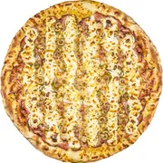 Carnes: Calabresa c/ Cream Cheese - Pizza Pequena (Ingredientes: Molho, Muçarela, Calabresa fatiada, Cream Cheese, Azeitona verde)