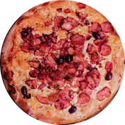 Salgadas: Portuguesa II com Mussarela - Pizza Grande - Salgada (Ingredientes: Mussarela, Calabresa, Cebola, Bacon, Ervilha, Ovos, Presunto Picado)