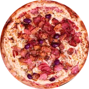 Salgadas: Portuguesa II com Catupiry - Pizza Broto - Salgada (Ingredientes: Calabresa, Cebola, Catupiry, Bacon, Ervilha, Ovos, Presunto Picado)