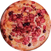 Salgadas: Portuguesa II com Mussarela - Pizza Broto - Salgada (Ingredientes: Mussarela, Calabresa, Cebola, Bacon, Ervilha, Ovos, Presunto Picado)