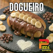 Hot Dog Doce: Dogueiro - Hot Dog Doce (Ingredientes: Banana, Chocolate ao Leite, Leite Condensado, Pão Hot Dog)