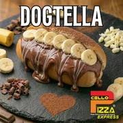 Hot Dog Doce: Dogtella - Hot Dog Doce (Ingredientes: Banana, Leite Condensado, Nutella, Pão Hot Dog)