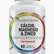 Suplementos & Fitoterápicos: Cálcio, Magnésio & Zinco + D3 600mg 60 caps. Flora Nativa do Brasil - O cálcio ajuda na formação de ossos e dentes, enquanto o magnésio auxilia na fixação do cálcio e no funcionamento muscular.O zinco atua como um potente antioxidante e fortalece o sistema imunológico.O D3 é essencial para a absorção eficiente do cálcio pelo organismo.