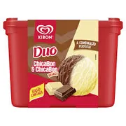 Sorvetes Kibon: DUO CHICABON 1,5 LITROS - Sorvete Kibon Duo Chicabon & Chicabon Branco (Pote): Esta versão traz os dois sabores divididos no mesmo pote de 1,5L.