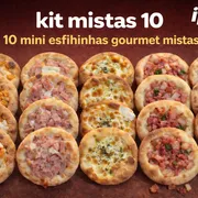 Combos mini: kit mistas 10 - 10 mini esfihinhas gourmet mistas. Padrão: Carne, calabresa, catufrango, queijo e pizza, 2 de cada. Outras combinações mandar na observação ou pelo whatsapp.