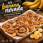 Combos mini: Kit banana nevada - Banana, Chocolate Branco, açúcar e canela.