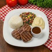 Pratos Individuais: Filet Mignon - Executivo (Ingredientes: Arroz Branco, Feijão Tropeiro, Molho - Madeira, Purê de Batata)
