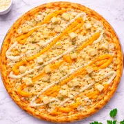 Da Ilha Tonel: Quatro Queijos - Pizza Grande (Ingredientes: Molho de Tomate Artesanal, Queijo Mussarela, Queijo Coalho, Provolone, Requeijão, Tomate, Cebolas, Azeitonas, Orégano)