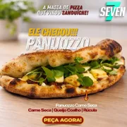 Panuozzo: Panuozzo Carne Seca e Queijo Coalho - A clássica massa de pizza de longa fermentação ganha nova forma e vira sanduíche. Leve, artesanal e assada no ponto perfeito, recebe carne seca desfiada e queijo coalho levemente tostado, entregando uma combinação intensa e elegante.