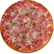 As Mais Pedidas: Calabresa - Pizza Grande (Ingredientes: Azeitona, Calabresa, Cebola, Molho, Mussarela, Orégano)