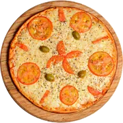 As Mais Pedidas: Muçarela - Pizza Grande (Ingredientes: Azeitona, Molho, Mussarela, Orégano, Tomate)