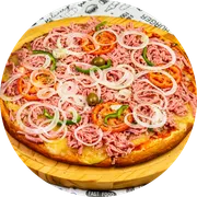 As Mais Pedidas: Presunto - Pizza Grande (Ingredientes: Azeitona, Molho, Mussarela, Orégano, Presunto, Tomate)