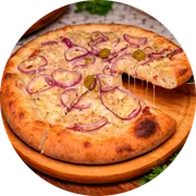 Premium: Palmito Cremoso - Pizza Grande (Ingredientes: Cebola, Molho, Mussarela, Orégano, Palmito, Requeijão Cremoso)