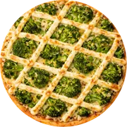 Seleçãodo Ponto: Brócolis com Requeijão - Pizza Grande (Ingredientes: Brocolis, Molho de Tomate, Mussarela, Orégano, Requeijão Cremoso)