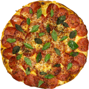 Tradicionais: Pepperoni - Pizza Grande (Ingredientes: Manjericão, Molho de Tomate, Mussarela, Orégano, Salame Pepperoni)