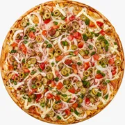 Tradicional: Portuguesa - Pizza Grande (Ingredientes: Azeitona Picada, Cebola, Molho de Tomate, Mussarela, Orégano, Pimentão, Presunto, tomate picado)
