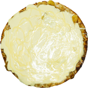 Doces: Bananix Choco Branco - Pizza Grande (Ingredientes: Banana, Base Muçarela, Chocolate Branco)