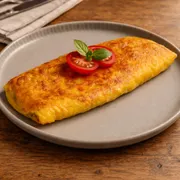 Omeletes com 3 Ovos: Omelete Clássico - Seven + Fit (Ingredientes: Ovos, Queijo Mussarela, Presunto Cozido, Tomate Picado)