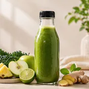 Suco: Suco Verde 500ml - Leve, refrescante e cheio de vida. Feito com couve, abacaxi, maçã, limão e gengibre, esse suco equilibra o doce e o cítrico com um leve toque picante do gengibre. O resultado é uma bebida fresca, saborosa e com aquela sensação de limpeza e energia.Perfeito pra dar uma pausa mais leve durante a rotina.
