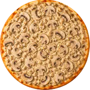 Especiais: Strogonoff com Champignon - Pizza Grande (Ingredientes: Champignon, CREME DE LEITE, iscas de carne, Molho de Tomate, Mussarela, Orégano)