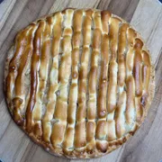 Doces Tradicionais: Abacaxi Nevado - Pizza Grande (Ingredientes: Chocolate Branco, Abacaxi doce, Canela em Pó)