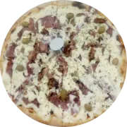 Especiais: Pizzaiolo 2 - Pizza Grande (Ingredientes: Molho de Tomate Artesanal, Calabresa Fatiada, Cebola, Bacon em Cubos, Requeijão Cremoso da Marca Scala ou Tirolez, Azeitonas Sem Caroço)