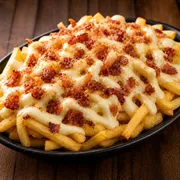 Porções: Batata Frita Com Catupiry e Bacon (250gr) - Porção (Ingredientes: catupiry, bacon)