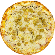 Tradicionais: Portuguesa - Pizza Grande (Ingredientes: Azeitona Verde, Cebola, Molho de Tomate, Mussarela, Orégano, Ovo, Presunto)