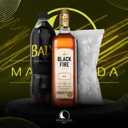 Kit Whisky: Combo Black Fire Mel 1L c/Baly + Gelo 3kg)