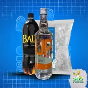 kit vodka com baly: Kit UP Pêssego + Baly 2L + Gelo 3Kg)