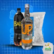 kit vodka com baly: Kit UP Tangerina + Baly 2L + Gelo 3kg)