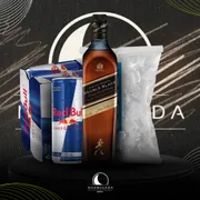 Kit Whisky c/6 Red Bull: Combo Double Black 1L c/6 Red Bull + Gelo)